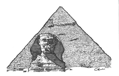 Pyramid and Sphinx Drawing by Calvin Durham | Pixels