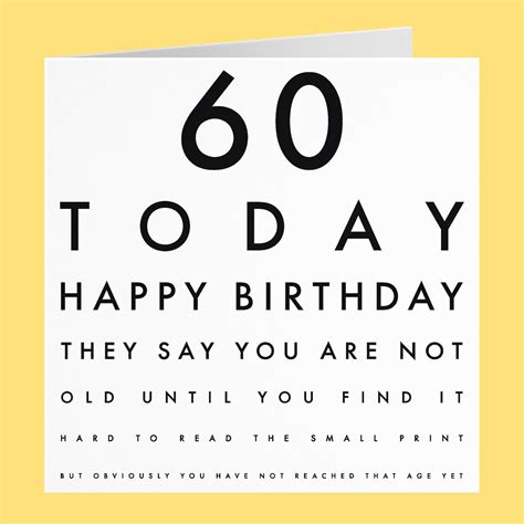 Humorous Joke 60th Birthday Card 60 Today They Say You Are - Etsy UK | 60th birthday cards, 60th ...