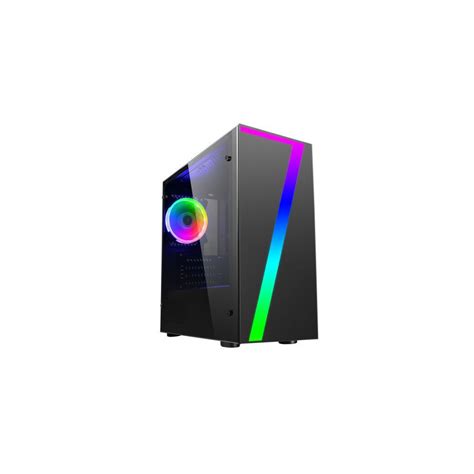 Seven Micro ATX Gaming Case w/ Window, No PSU, RGB Fan & Front Strip ...