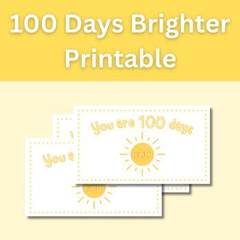 100 Days Brighter Printables FREE | Gift Tags Printable for 100th Day of School