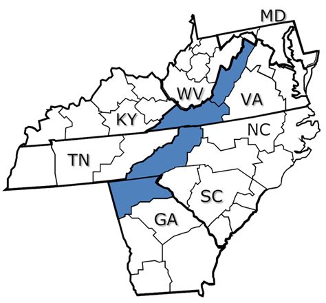 Map of the Blue Ridge Mountains