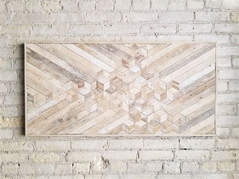 Reclaimed Wood Wall Art | Wood Wall Art | Reclaimed Wood | White Wood Art | Rustic Geometric ...