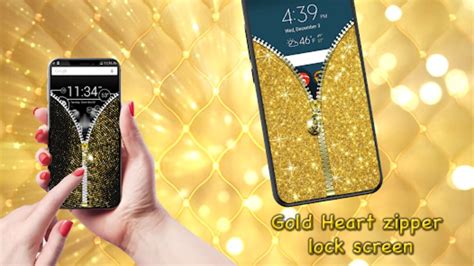 Gold Heart Zipper Lock Screen for Android - Download