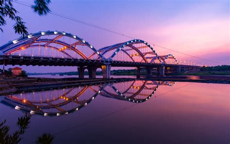 Dragon Bridge Wallpaper 4K, Sunset, Dawn, Reflection