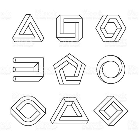 Impossible shapes, optical illusion objects. Vector illustration with... - Optical Illusions ...