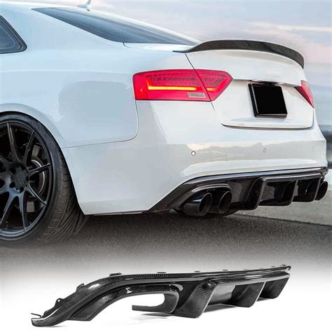 JC SPORTLINE Carbon Fiber Rear Diffuser Fits For Audi S5 A5 Sline 2012-2017 Bumper Cover Lower ...