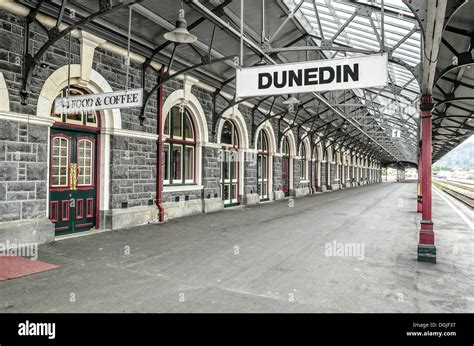 Platform, historic Dunedin Railway Station, Dunedin, South Island, New Zealand, Oceania Stock ...