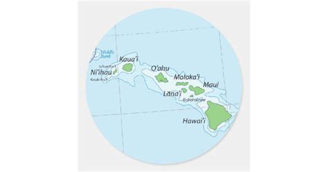 Hawaiian Island Chain Map Classic Round Sticker | Zazzle.com