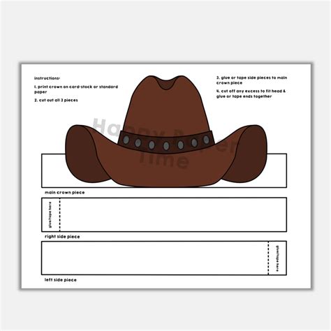 Cowboy Hat Paper Crown Printable Wild West Costume Craft Activity for ...