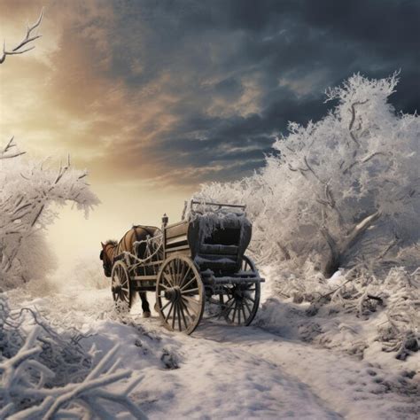 Premium AI Image | a horse drawn carriage in the snow