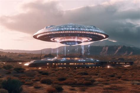 Premium AI Image | Futuristic UFO flying saucer