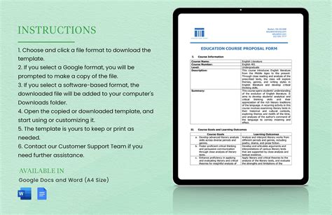 Education Course Proposal Form Template in Word, Google Docs - Download | Template.net