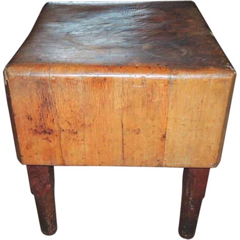 Antique Primitive Maple Butcher Block Table from ...