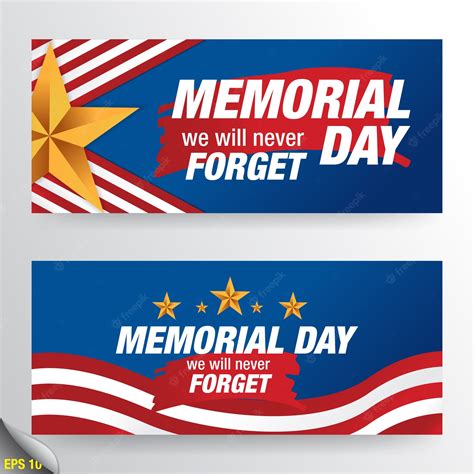 Premium Vector | Memorial Day Banner Template with American flag