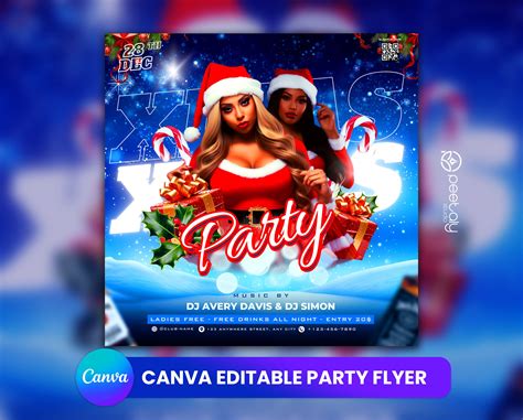 Christmas Club Flyer Template for Canva, DIY Event Flyer, Party Flyer, Christmas Party Flyer, DJ ...