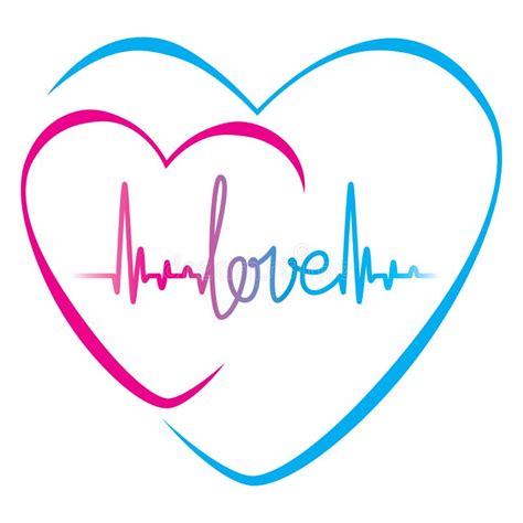 Heartbeat Love Text and Heart Symbol Stock Vector - Illustration of ...