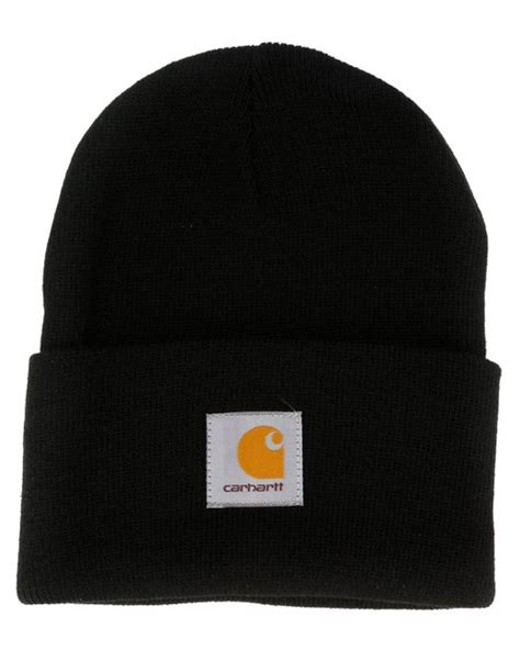 Carhartt Logo Patch Beanie in Black for Men | Lyst