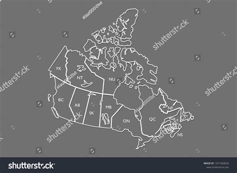 Canada Map Outline Vector State Names Stock Vector (Royalty Free ...