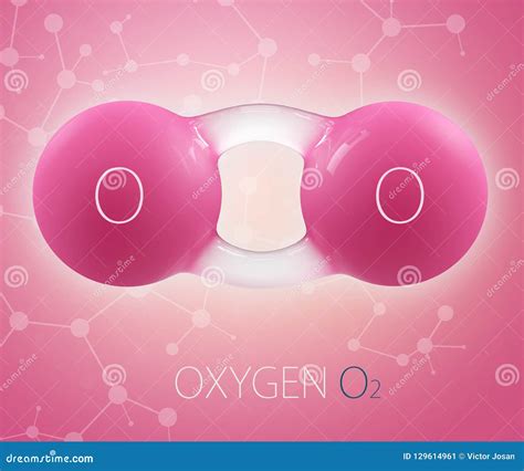 3d Illustration of Oxygen Molecule Model on Abstract Background Stock Illustration ...