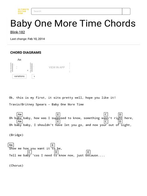 Baby One More Time Chords by Blink-182 @ | PDF | Pop Music | Dance Pop