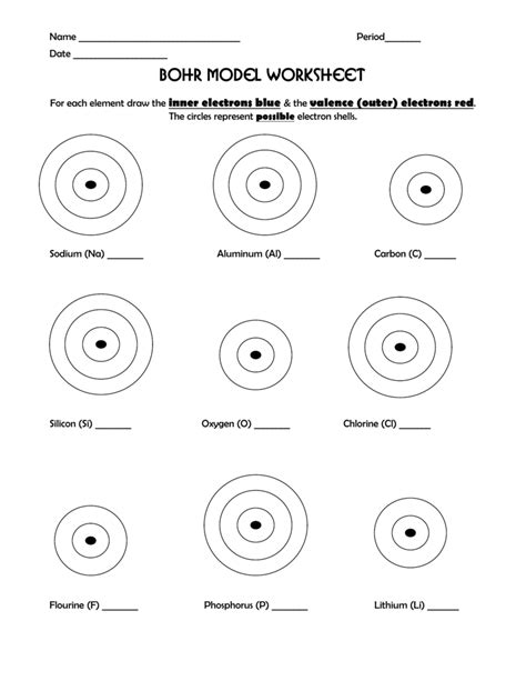 Bohr Model Drawing Worksheet