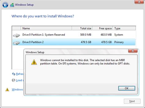 Fixed: The Selected Disk Has an MBR Partition Table