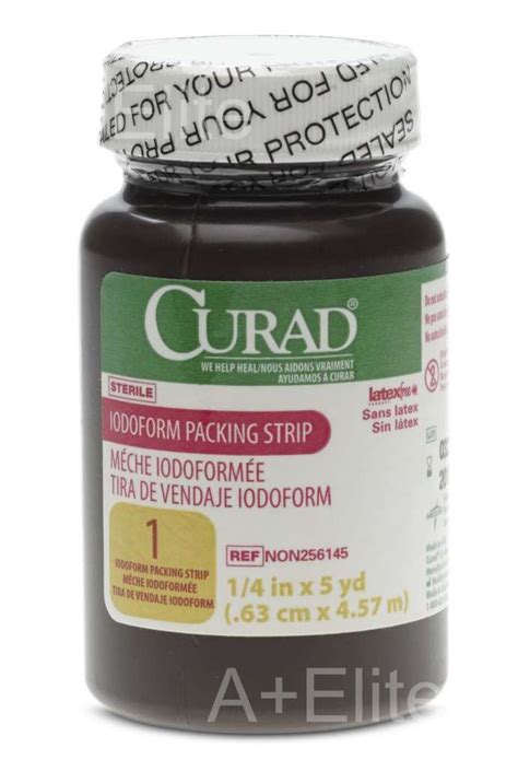 MEDLINE CURAD Iodoform Gauze Packing Strip Sterile 1/4"x5yd Medical Dental Wound Dressing - A ...