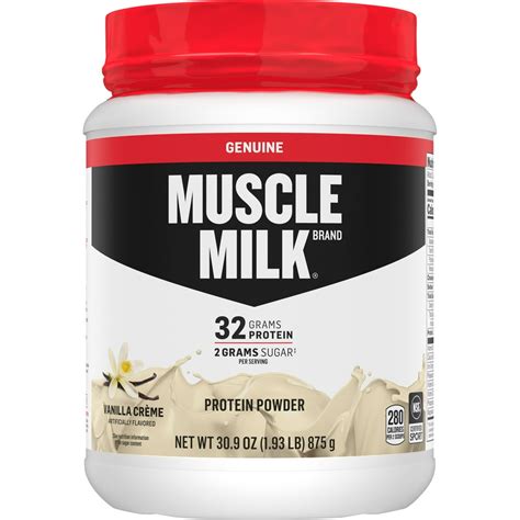 Muscle Milk Genuine Protein Powder, 32g Protein, Vanilla Creme, 1.93 Pound, 12 Servings ...