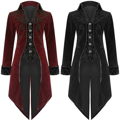 Medieval Historical Retro Medium Length Punk Fancy Coat Tuxedo ...