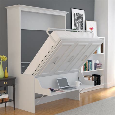 Queen Murphy Bed With Desk Shop for beautiful, white lacquer queen size ...