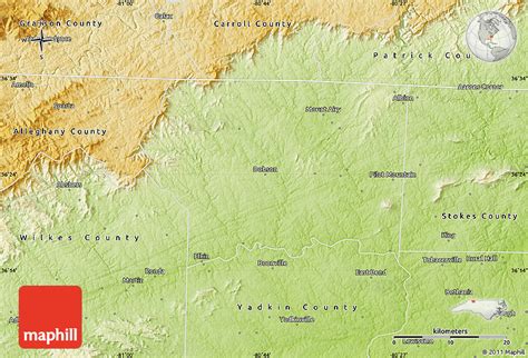 Physical Map of Surry County