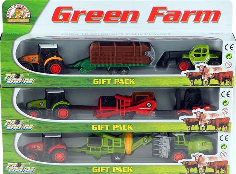 Set Of 6 Die Cast And Plastic Tractor Trailer Farm Vehicles Toy Play Set: Amazon.co.uk: Toys & Games