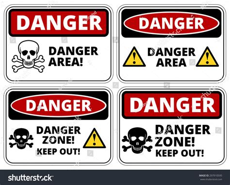 Set Of Danger Area Signs, Four Designs, A4 Proportions, Vector ...