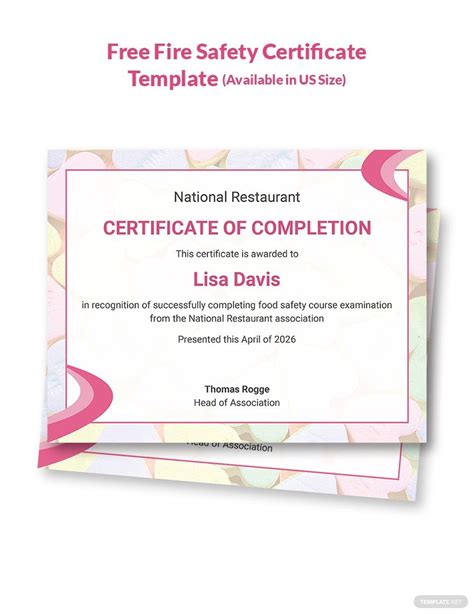 Food Safety Certificate Template in Word, Pages, Publisher, Google Docs ...