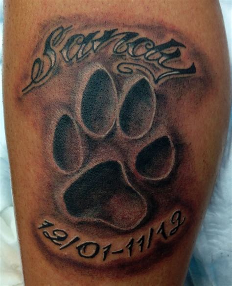 Memorial Dog Paw Print Tattoo Design | Dog memorial tattoos, Paw tattoo ...