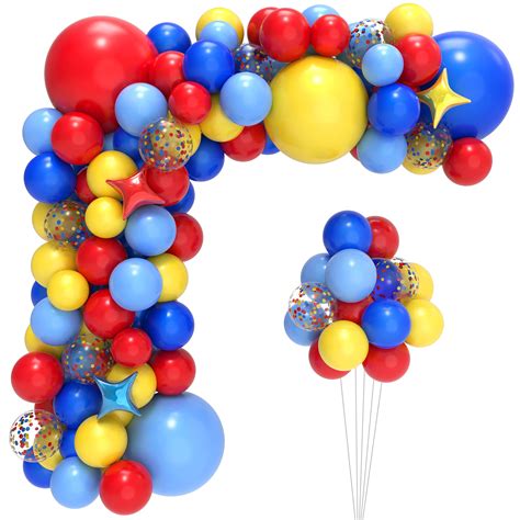 Buy Carnival Circus Balloon Arch and Garland Kit with 117pcs Red Blue ...