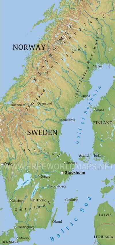 Sweden Physical Map