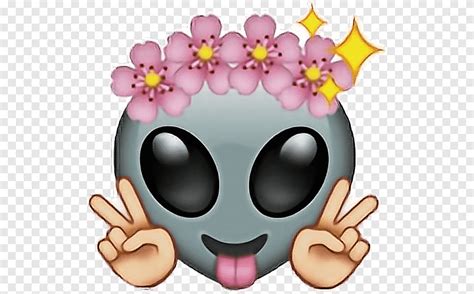 Alien Emoji With Flower Crown