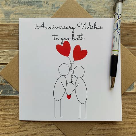 Anniversary Wishes to you both card Stick Couple Anniversary | Etsy