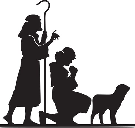 Shepherds And Sheep Clipart Silhouette