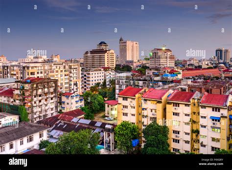 Yangon, Myanmar downtown city skyline Stock Photo - Alamy