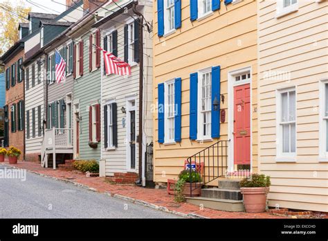 Historic homes in the Colonial Annapolis Historic District near Stock Photo, Royalty Free Image ...