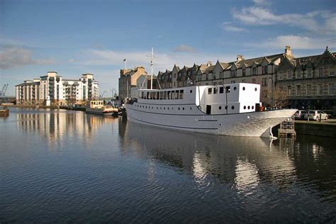 The cruise liner, Ocean Mist, moored on the Water of Leith at The Shore ...