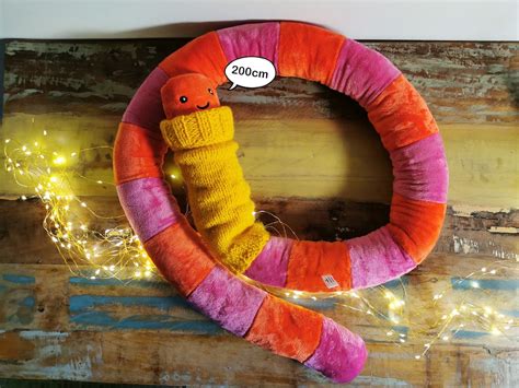 Giant Worm Plush Toy With Knitted Turtleneck, Orange-pink 200cm, Funny ...