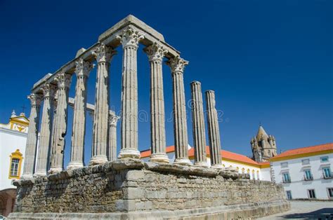 Roman Temple of Evora (Templo De Diana) Ancient Temple in the Portuguese City of Evora Stock ...