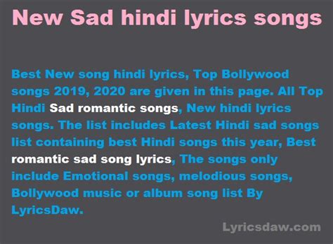 Sad Songs In Hindi Lyrics | New hindi lyrics songs