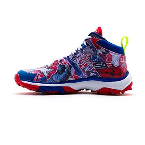 Boombah Men’s Squadron USA Mid Turf Shoes Royal Blue/Red/White – Size 10.5 – Softball Cleats & Shoes