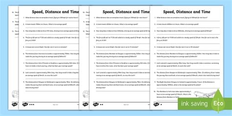 Speed Distance Time Worksheet - CfE Maths (teacher made)