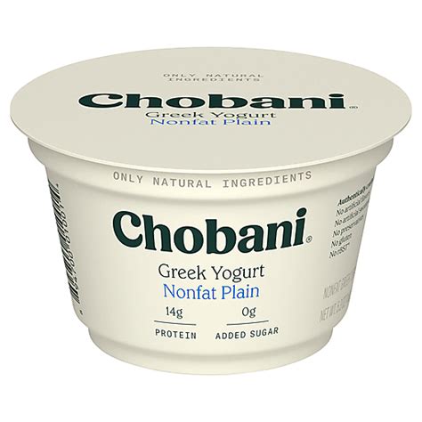 Chobani Yogurt, Greek, Nonfat, Plain 5.3 Oz | Greek-Individual Size | VG's Grocery