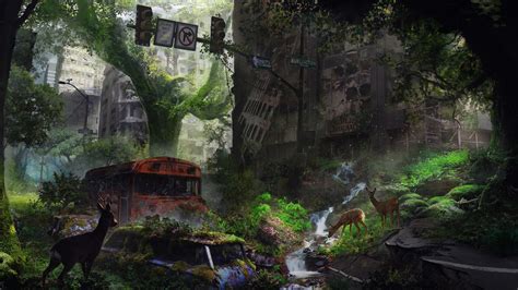 20 Post Apocalyptic Overgrown City Wallpapers - Wallpaperboat